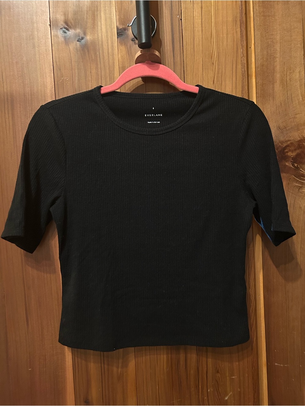 Everlane Black Ribbed Short Sleeve Crew Tee